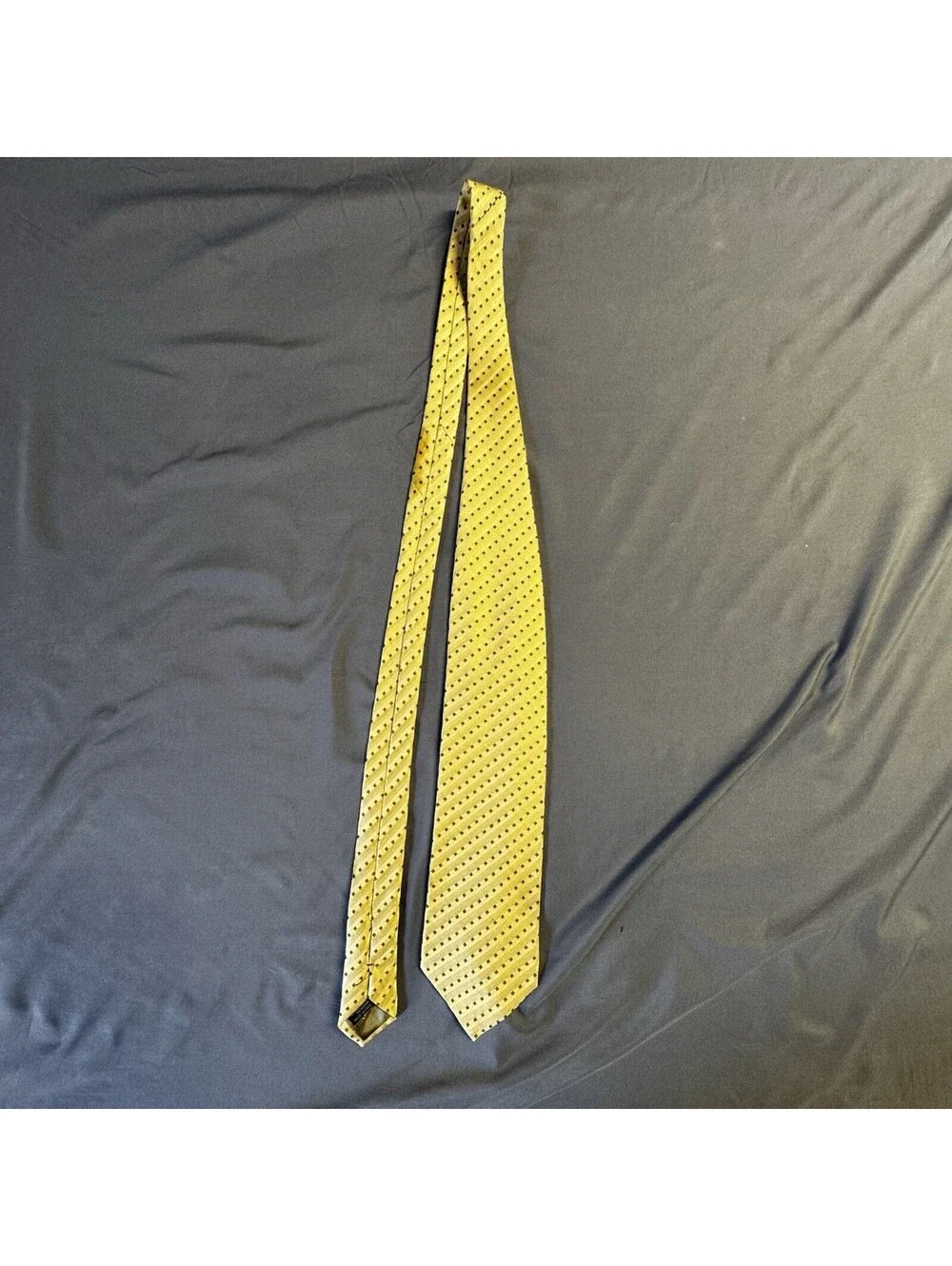 Giorgio Armani Cravatte Mens Silk Tie Italy Gold Yellow Diagonal Stripe Dot